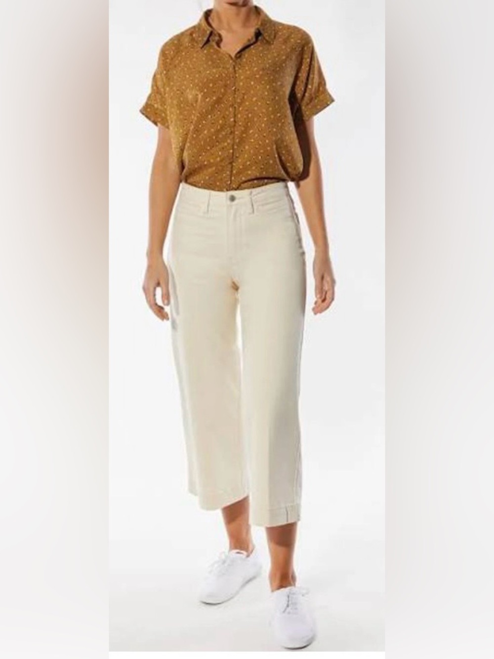 Oat High Rise Wide Leg Crop Pant - Natural